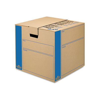 SmoothMove Prime Medium Moving Boxes, 18l x 18w x 16h, Kraft/Blue, 8/Carton