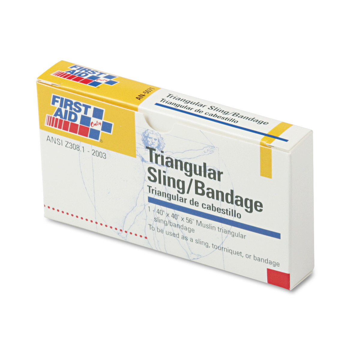 First-Aid Refill Sling/Tourniquet Triangular Bandages, 40" x 40" x 56", 10/Pack