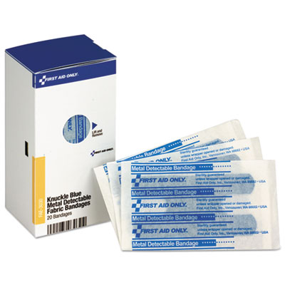 SC Blue Metal Detectable Bandages, Knuckle, 1 x 3, 20/Box