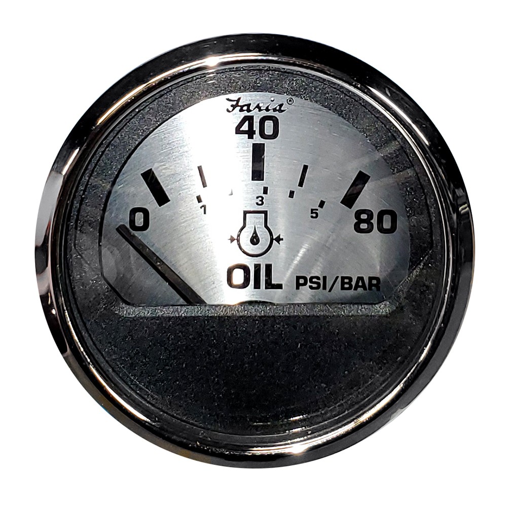 Faria 2" Oil Pressure Gauge (80 PSI) - Spun Silver
