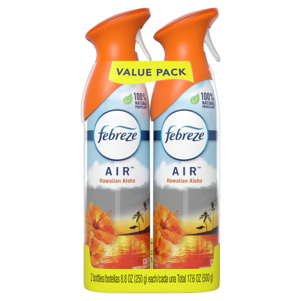 Febreze Hawaiian Air Spray Pack - Liquid - 8.8 fl oz (0.3 quart) - Hawaiian Aloha - 12 / Carton - Odor Neutralizer, VOC-free
