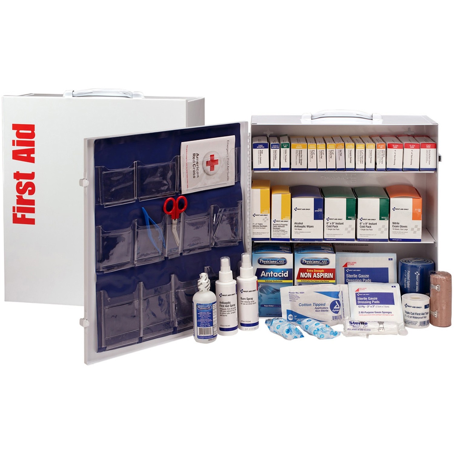 First Aid Only 3-Shelf First Aid Cabinet with Medications - ANSI Compliant - 675 x Piece(s) For 100 x Individual(s) - 15.5" Heig