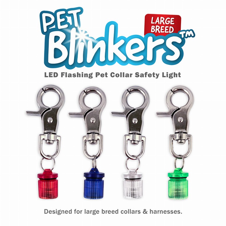 Pet Blinkers Flashing LED Pet Safety Light - Large Breed Clear - Red/Green/White LED