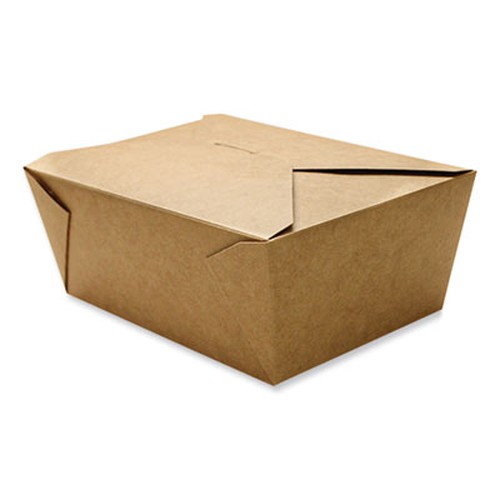 Reclosable Kraft Take-Out Box, 110 oz, Paper, 160/Carton