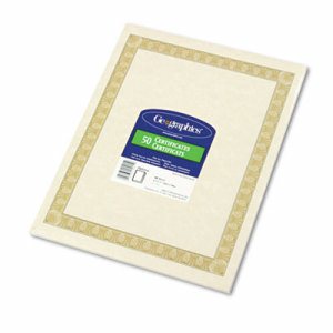 Parchment Paper Certificates, 8-1/2 x 11, Natural Diplomat Border, 50/Pack