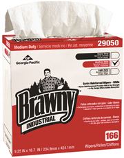 BRAWNY INDUSTRIAL� SCRIM REINFORCED 4-PLY PAPER WIPERS, WHITE, 9.25X16.7 IN., 166 WIPERS PER BOX, 5 BOXES PER CASE