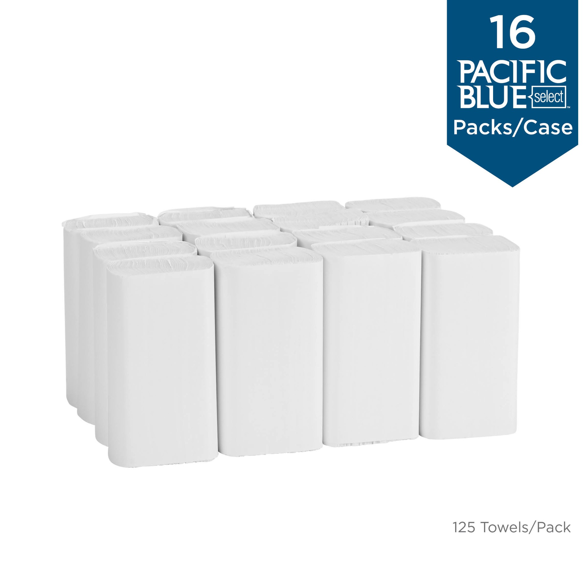 Paper Towel, 9 1/5 x 9 2/5, White, 125/Pack, 16 Packs/Carton