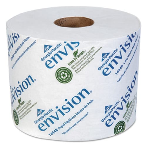 Envision High-Capacity Standard Bath Tissue, 1-Ply, White, 1500/Roll, 48/Carton