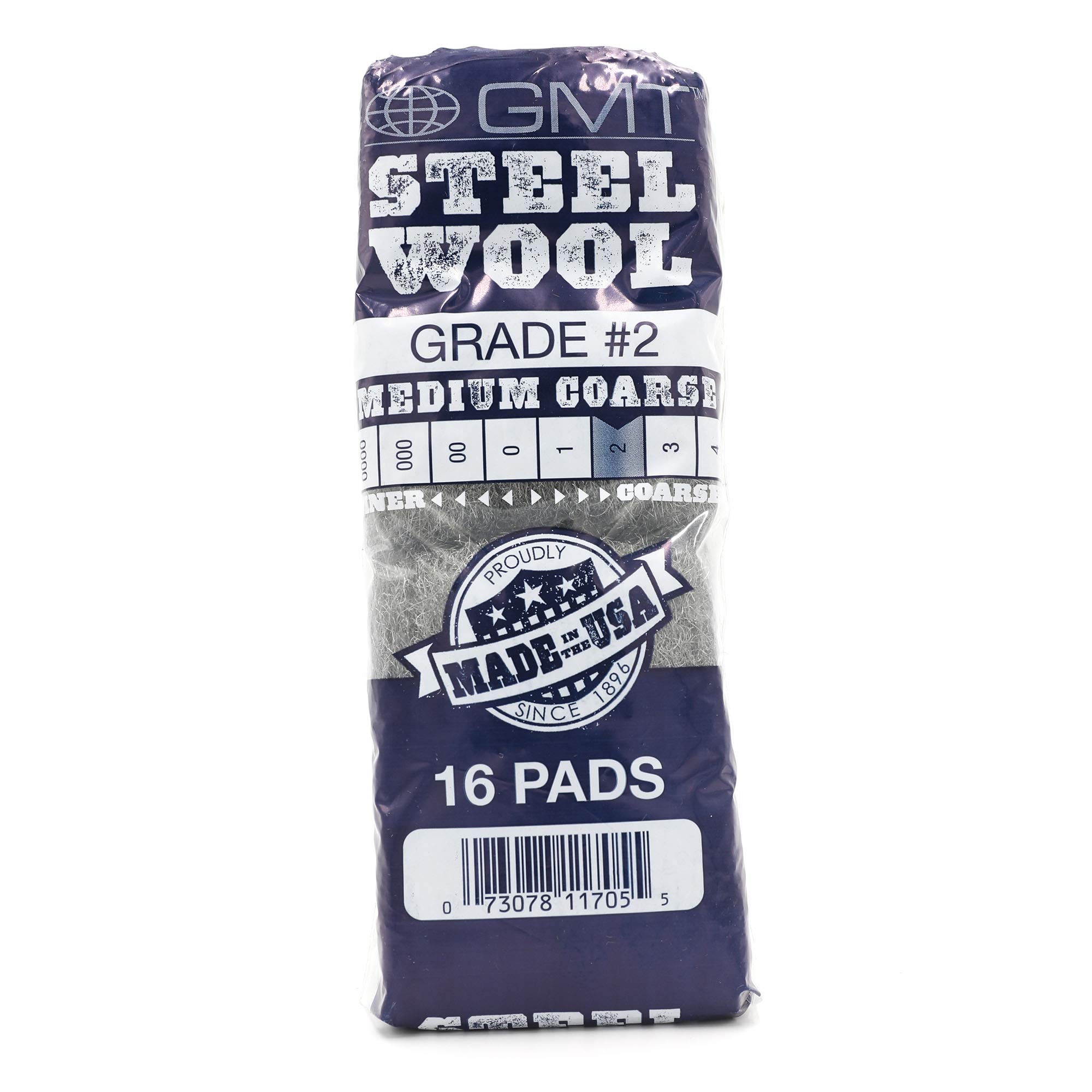 Industrial-Quality Steel Wool Hand Pad, #2 Medium Coarse, 16/PK, 12 PK/CT