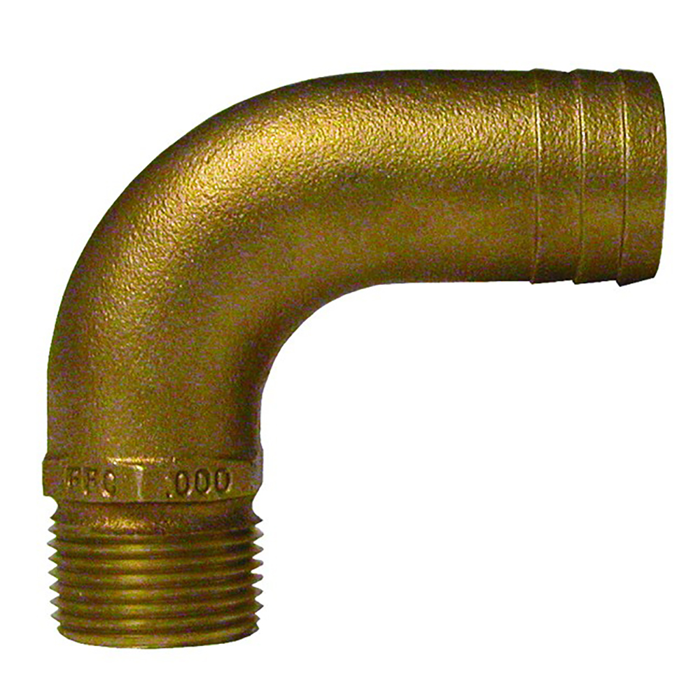 GROCO 1" NPT x 1-1/4" ID Bronze Full Flow 90° Elbow Pipe to Hose Fitting
