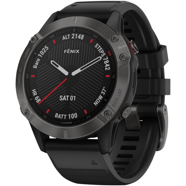 Garmin 010-02158-10 fenix 6 Multisport GPS Watch (Sapphire Edition, Carbon Gray DLC with Black Band)
