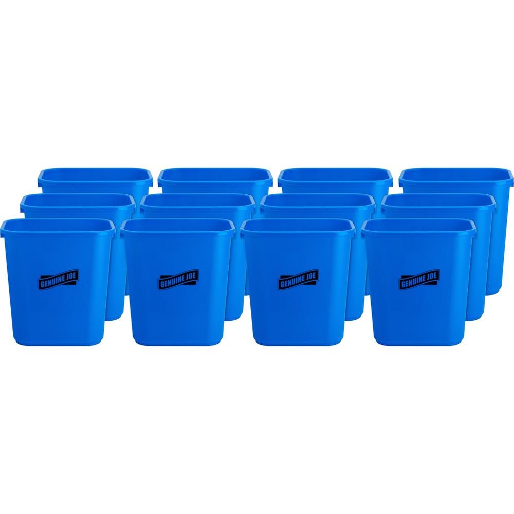 Genuine Joe 28-1/2 Quart Recycle Wastebasket - 7.13 gal Capacity - Rectangular - 15" Height x 14.5" Width x 10.5" Depth - Blue