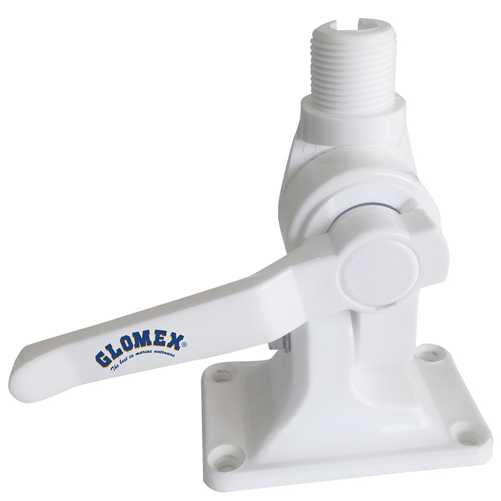 Glomex 4-Way Nylon Heavy-Duty Ratchet Mount w/Cable Slot & Built-In Coax Cable Feed-Thru 1"-14 Thread