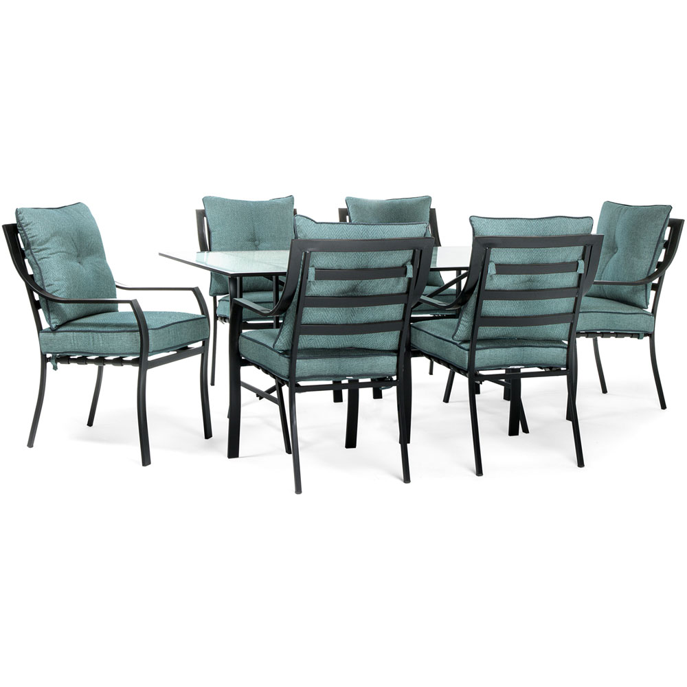 7pc Dining Set: 6 Stationary Chairs, 1 Dining Table