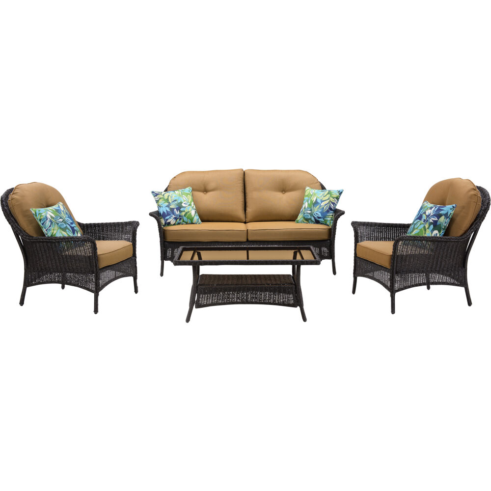 Sun Porch 4pc Set: 1 Loveseat, 2 Side Chairs and Coffee Table
