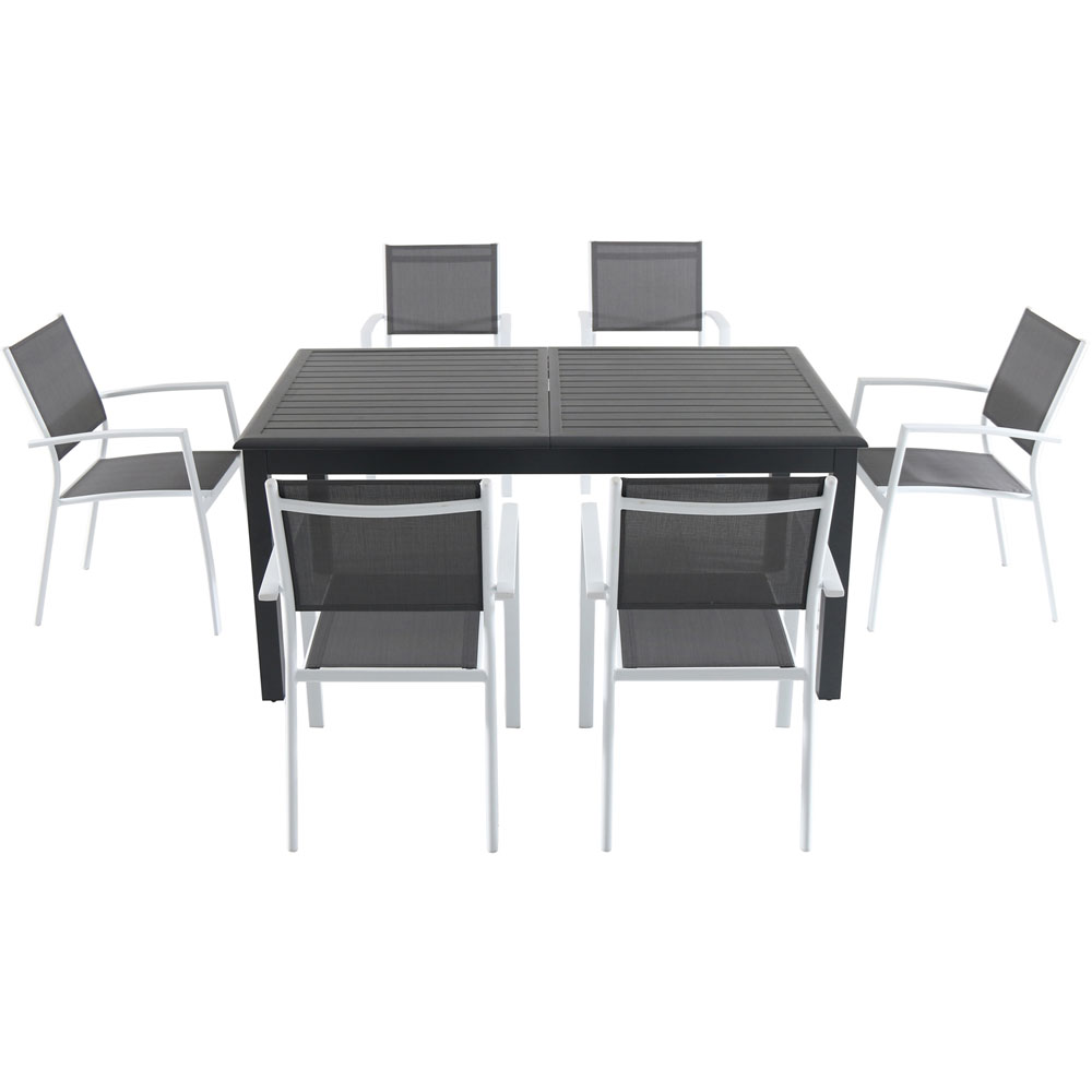 Cameron7pc: 6 Aluminum Sling Chairs, 63-94" Aluminum Extension Table