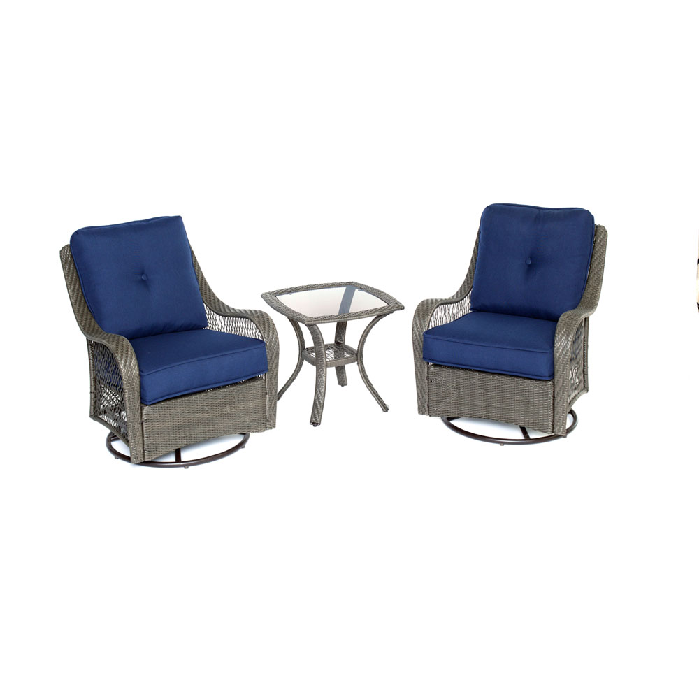 Orleans 3pc Seating Set: 2 Swivel Gliders, 1 Side Table