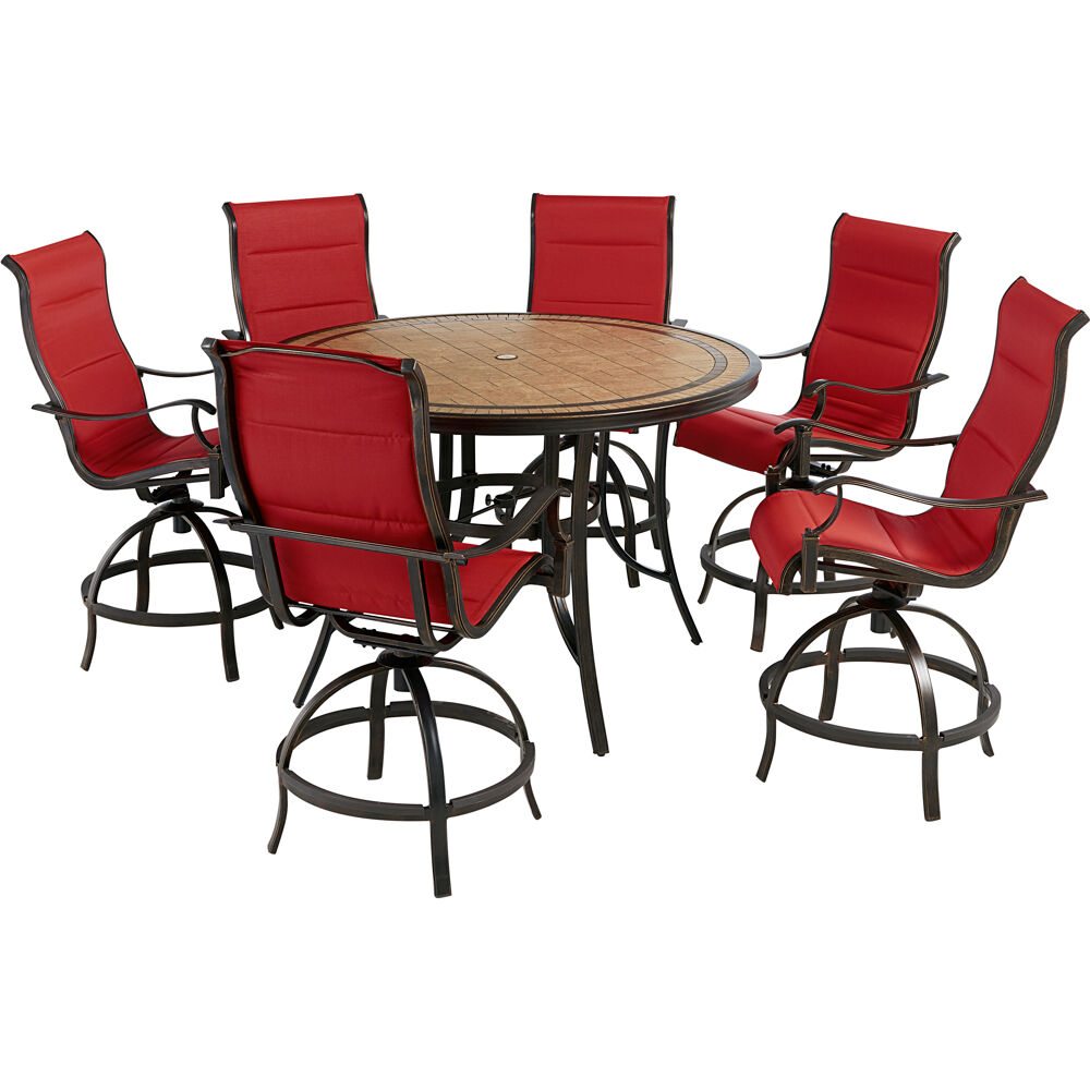 Monaco7pc: 6 Padded Swivel Counter Hght Chairs, 56" Round Tile Tbl