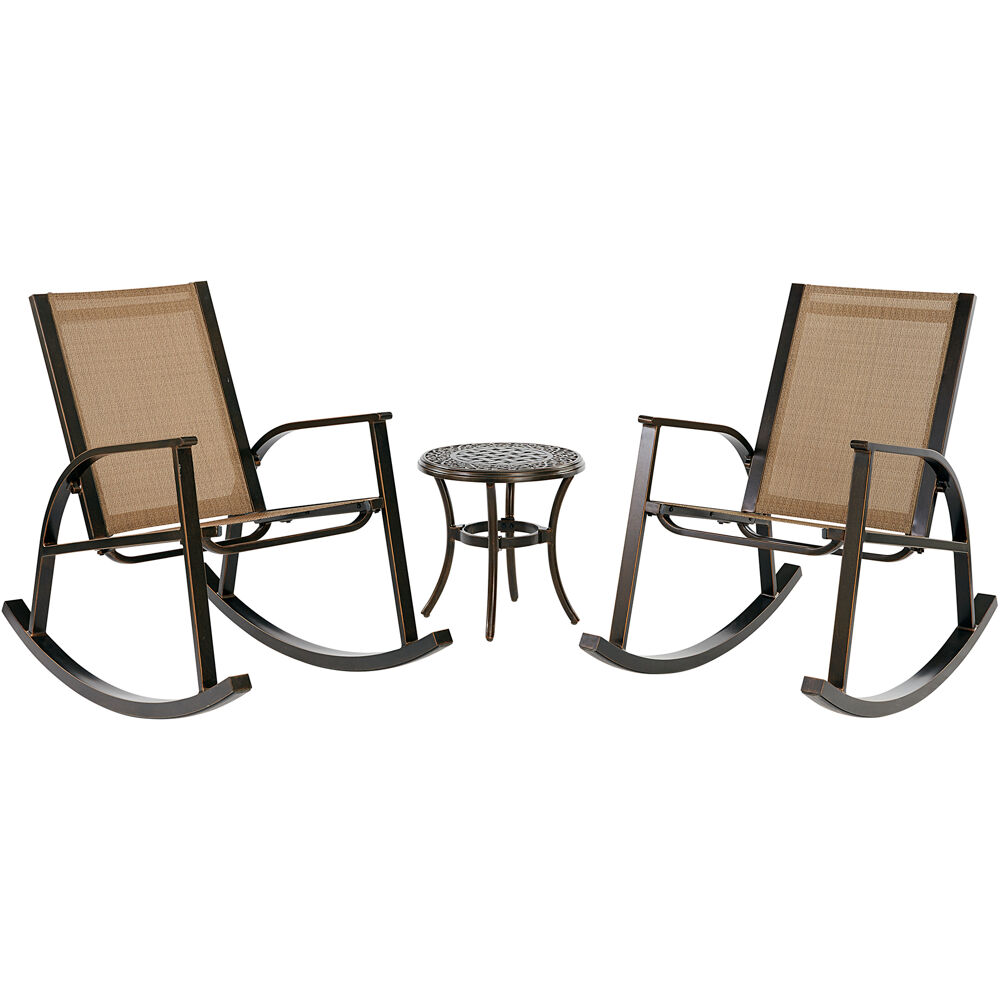 Monaco3pc Rocker Set: 2 Sling Porch Rockers and Round End Table