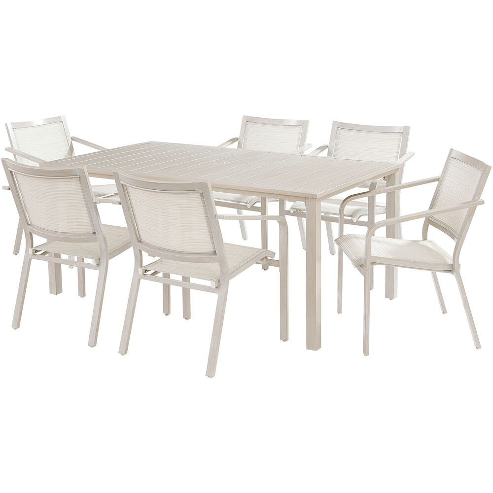 Morrison7pc Dining: 6 Sling Chairs and 66"x38" Slat Table