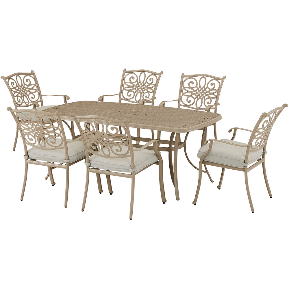 Traditions7pc: 6 Dining Chairs, 38"x72" Cast Table