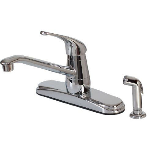 12-2187 1-Handle Non-Metallic Kitchen Faucet with External Matching Spray, Chrome