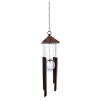 Solar 830-1306 Wind Chime 20 in H, Satin Nickel, Green/Blue/Red