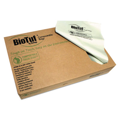 Biotuf Compostable Can Liners, 64 gal, 0.8 mil, 47" x 60", Green, 125/Carton