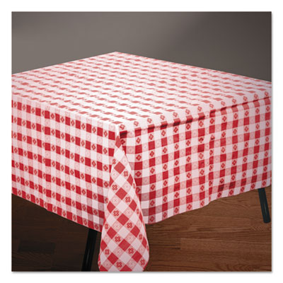 Tissue/Poly Tablecovers, 54" x 108", Red/White Gingham