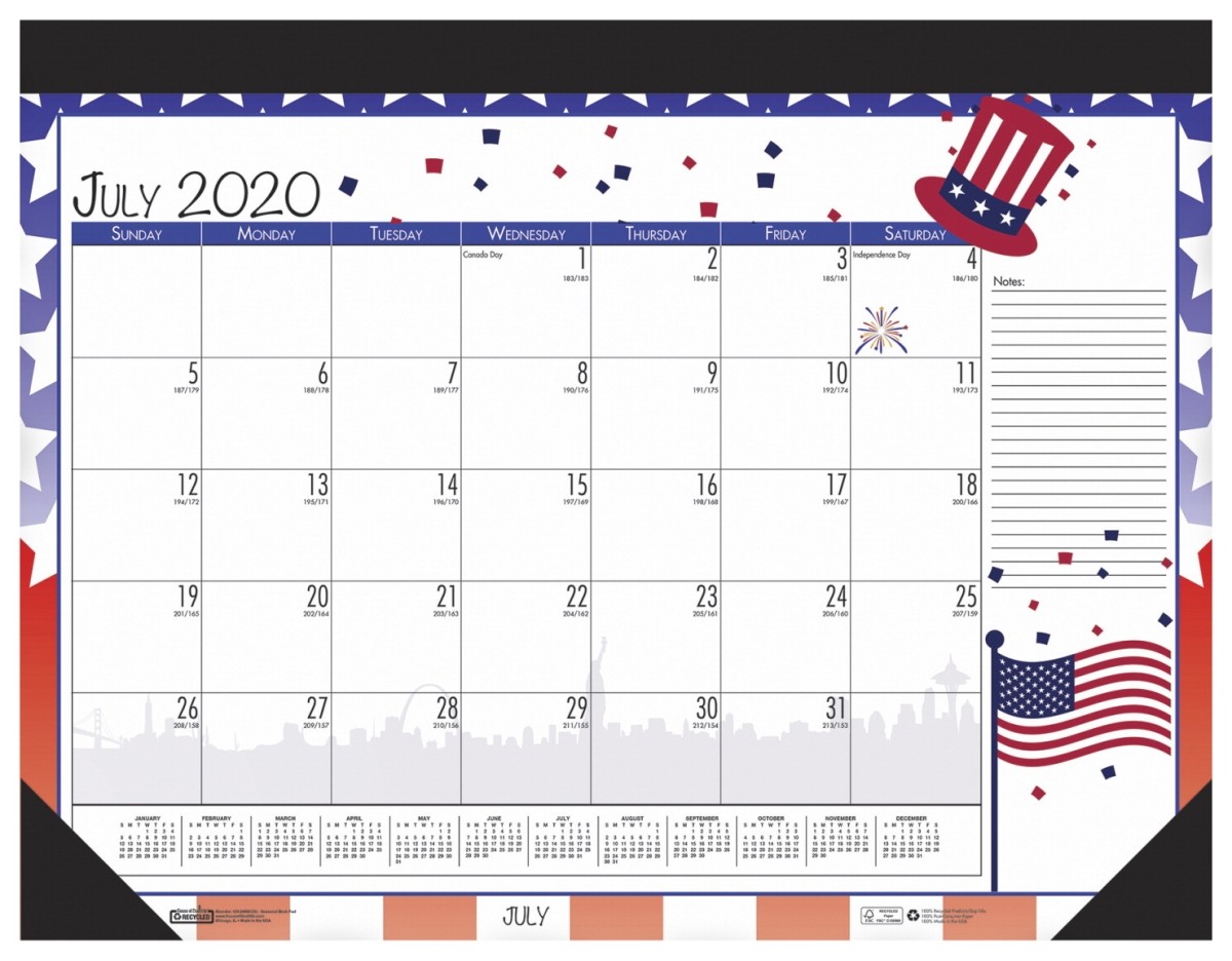 100% Recycled Seasonal Academic Desk Pad Calendar, 22 x 17, 2022-2022