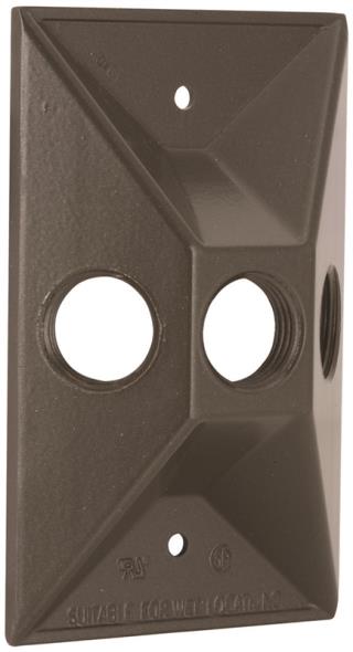 Bell Raco 5189 Rectangular Cluster Cover, For Use with Weatherproof Boxes, Die Cast Zinc, Bronze