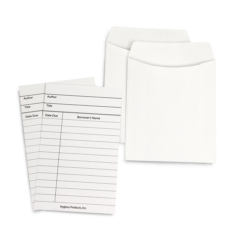 Library Cards & Non-Adhesive Pockets Combo, White, 30 Each/60 Pieces