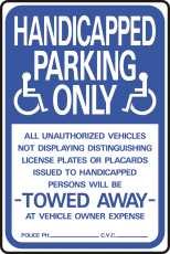 HANDICAPPED PARKING ONLY SIGN