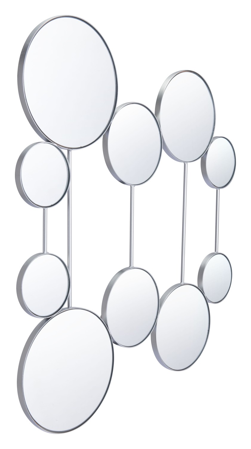 34.8" x 0.8" x 41.1" Silver, Steel, Mirror & MDF, Round Mirrors