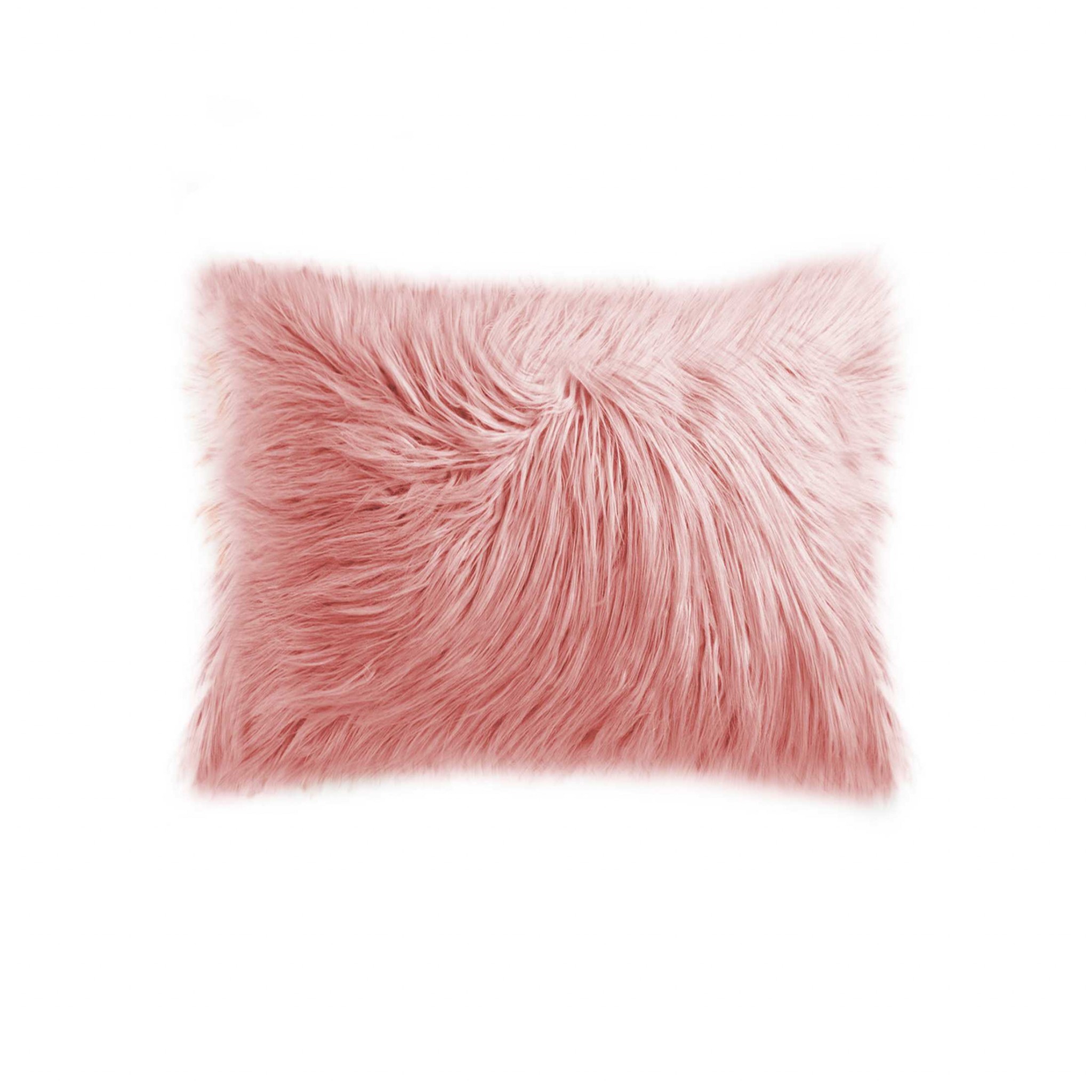 12" x 20" x 5" Dusty Rose Sheepskin Faux Fur - Pillow