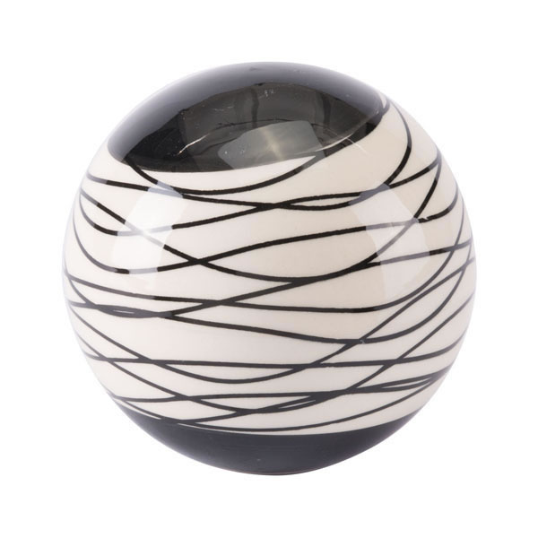 4.7" X 4.7" X 4.7" Large Black And Ivory Stripes Orb