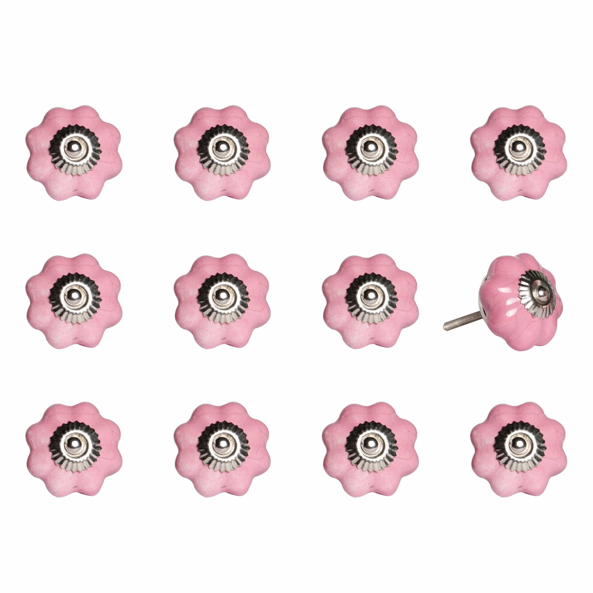1.5" x 1.5" x 1.5" Pink, Silver asnd Red- Knobs 12-Pack