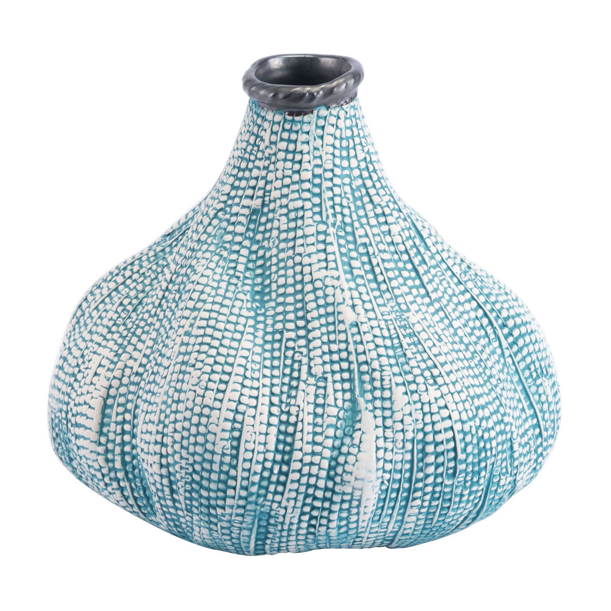 10" x 10" x 9.3" Teal, Ceramic, Small Vase