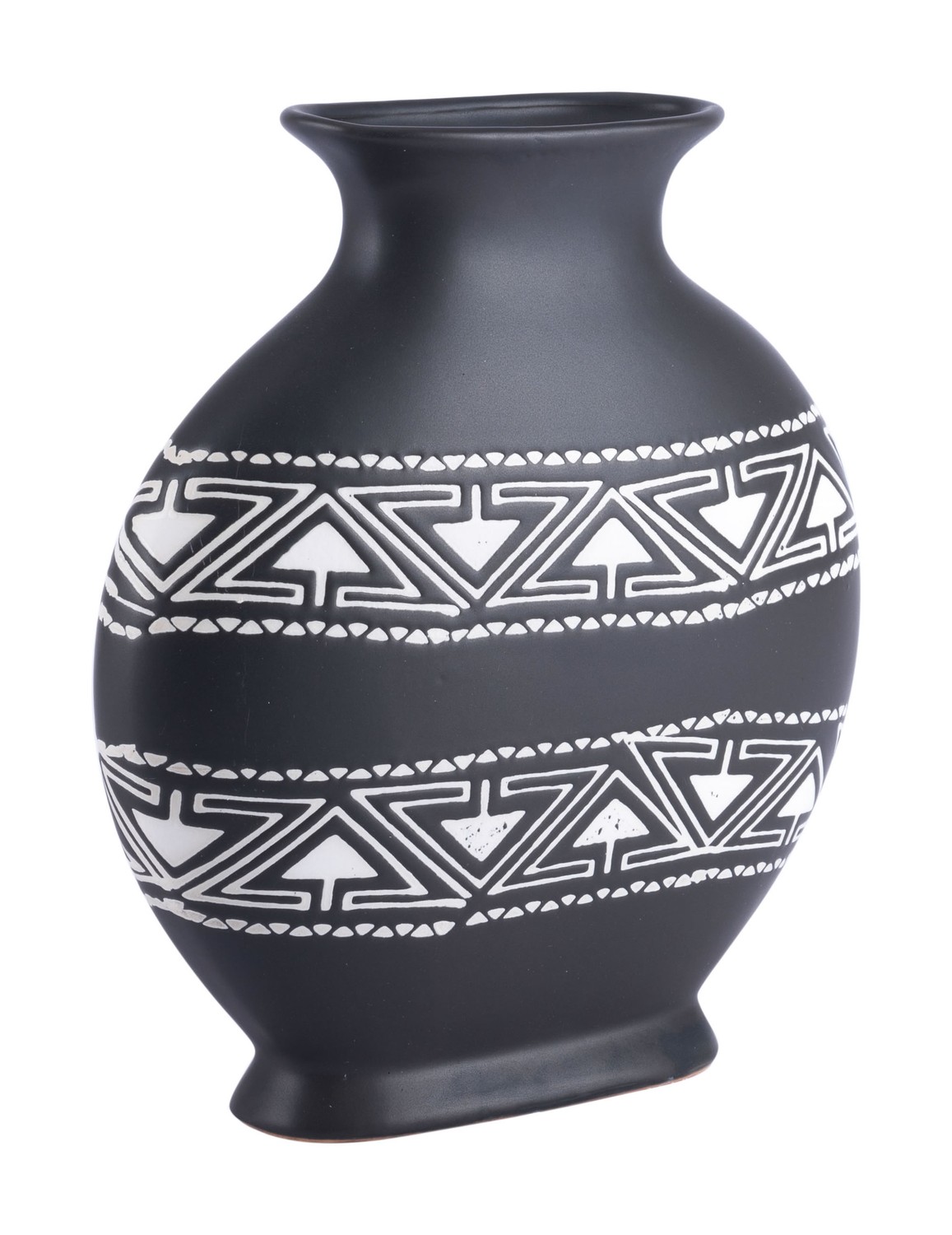 11" x 3.9" x 11.6" Black & White, Ceramic, Medium Vase