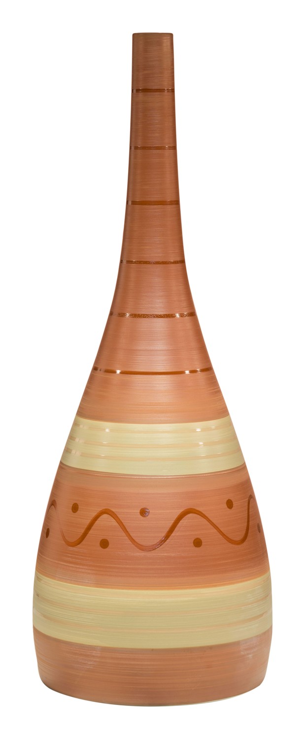 10.2" x 10.2" x 28.7" Red & Gray, Ceramic, Large Bottle