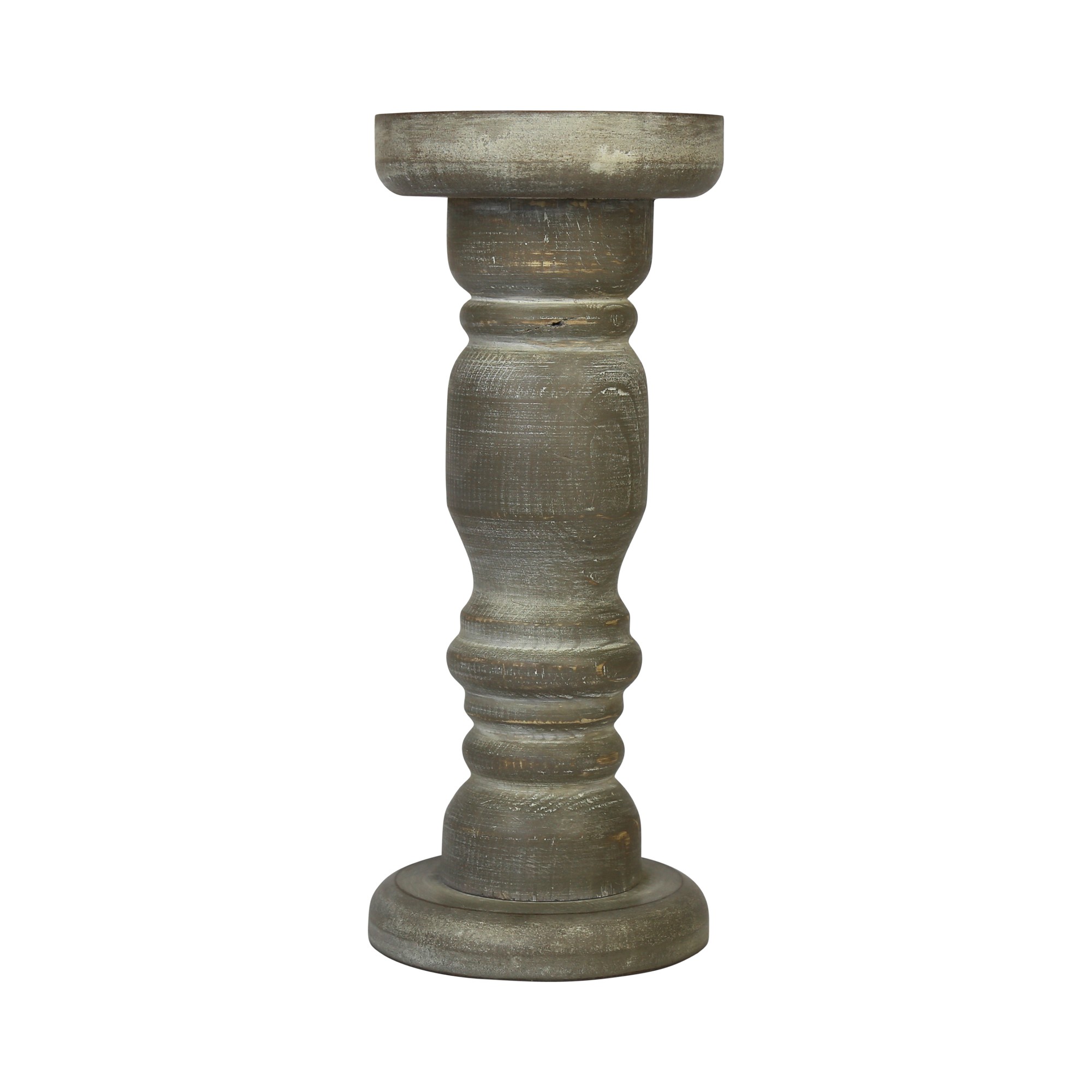 Wooden Candle Holder with White Wash GFinish over Grey