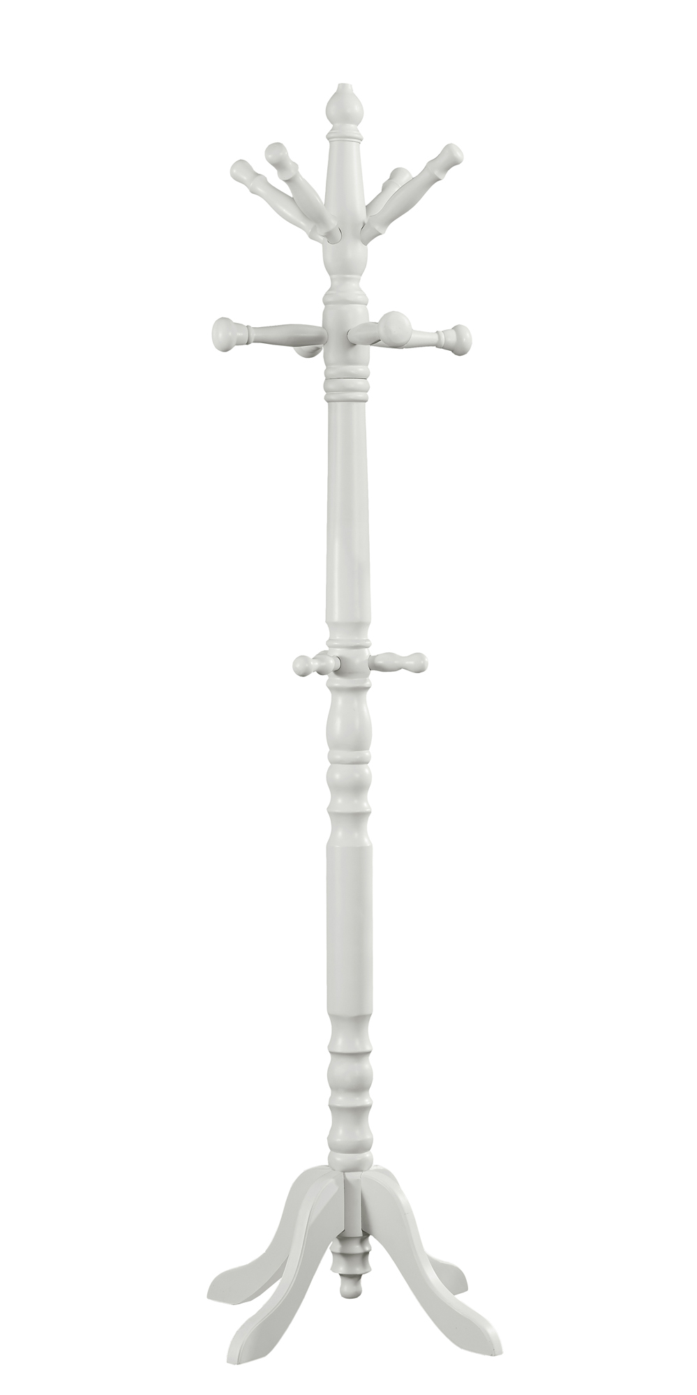 White Solid Wood Coat Rack with Triple Tiered Coat Stand