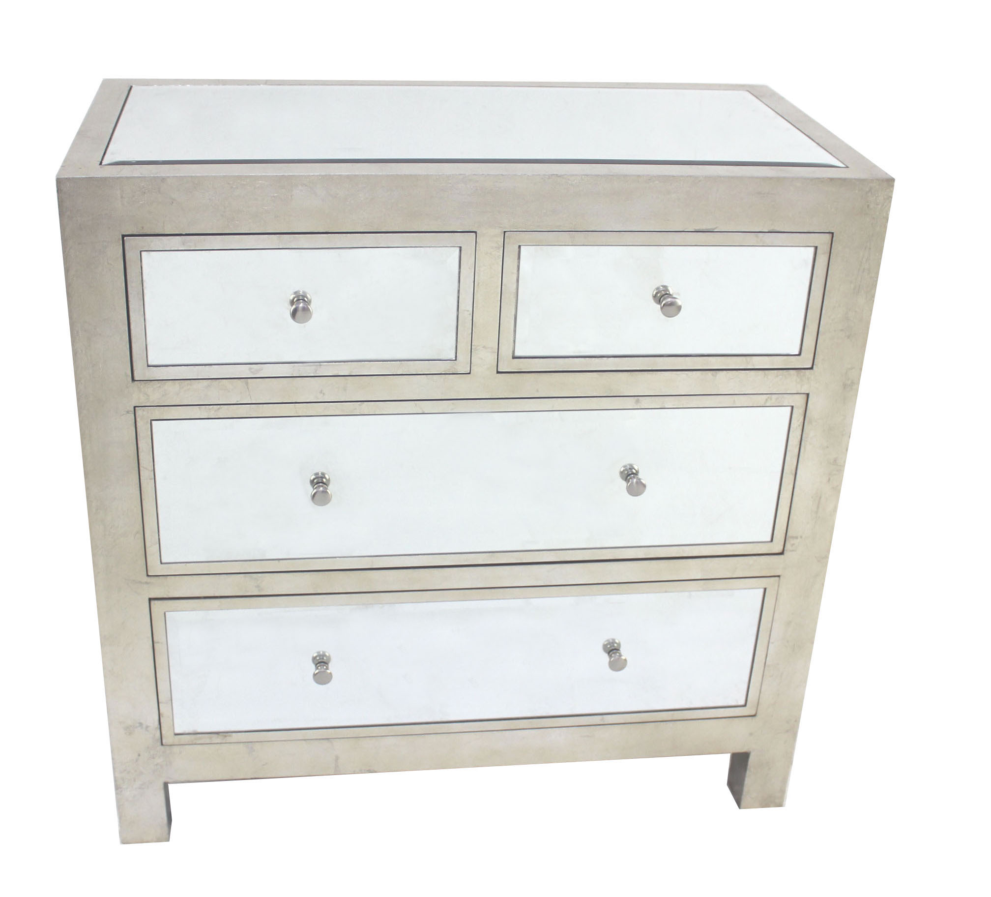 18" x 36" x 36" Silver, 4 Drawer, Mirrored, Wood - Cabinet