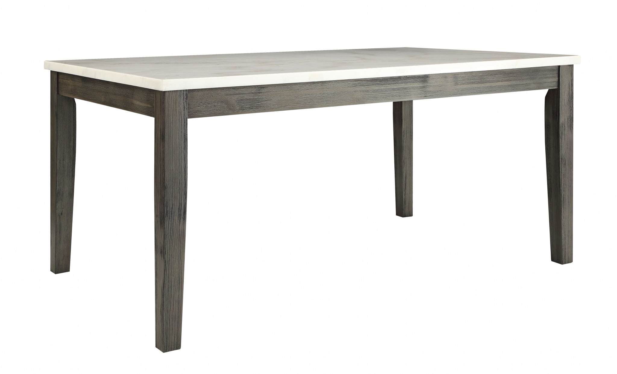 64" X 38" X 30" White Marble And Gray Oak Dining Table