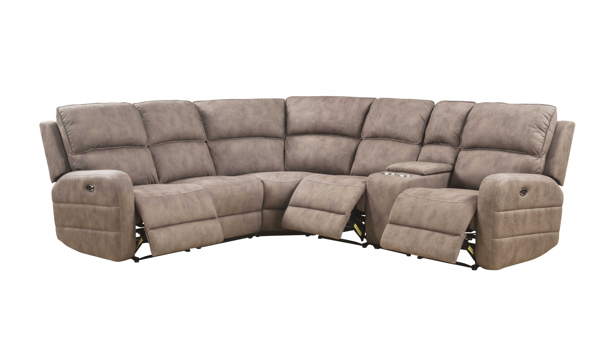 101" X 86" X 40" Mocha Nubuck Upholstery Metal Reclining Mechanism Sectional Sofa (Power Motion & USB)