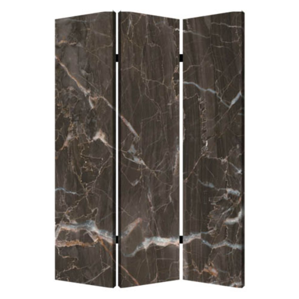 1" x 48" x 72" Multi Color Wood Canvas Black Marble  Screen