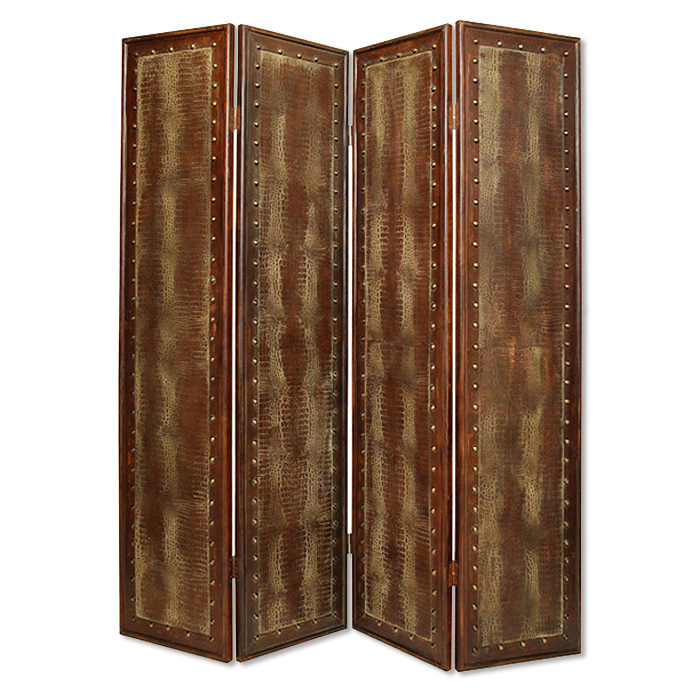 1" x 76" x 84" Brown Faux leather Screen