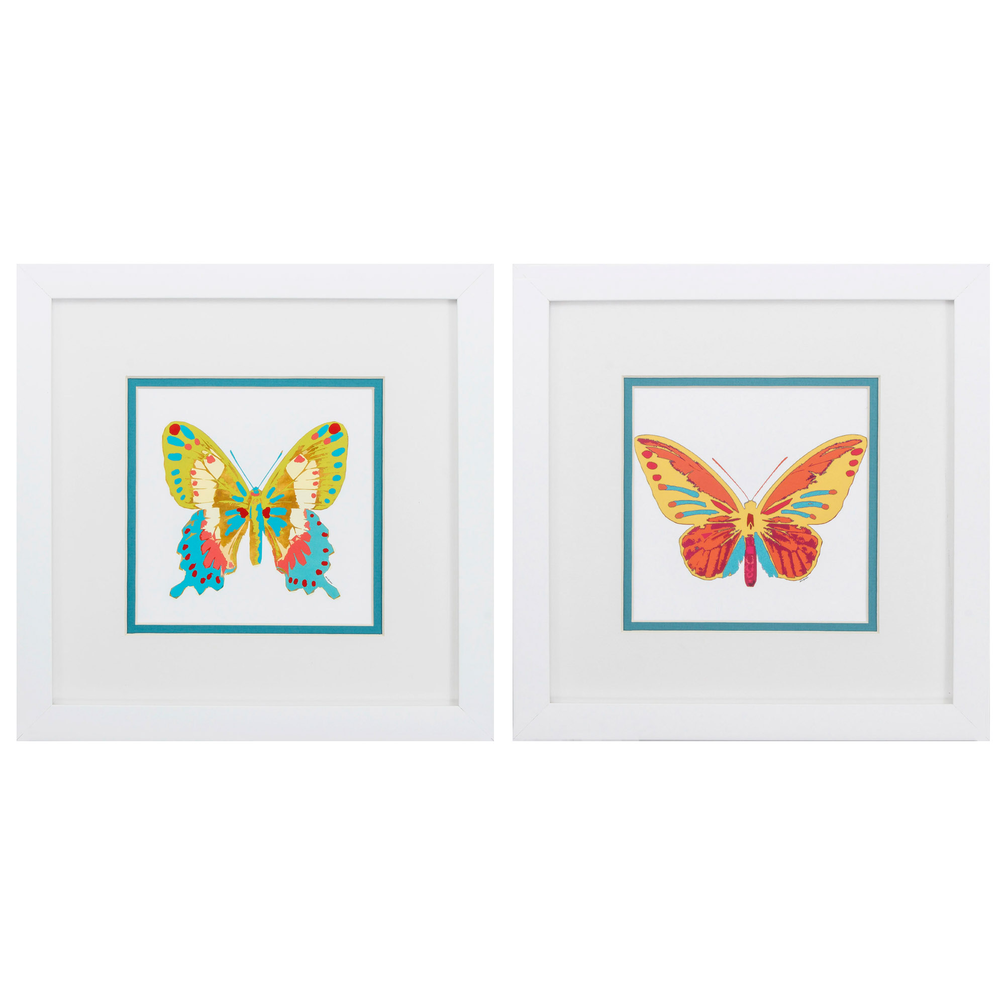 11" X 11" Matte White Frame Butterfly (Set of 2)