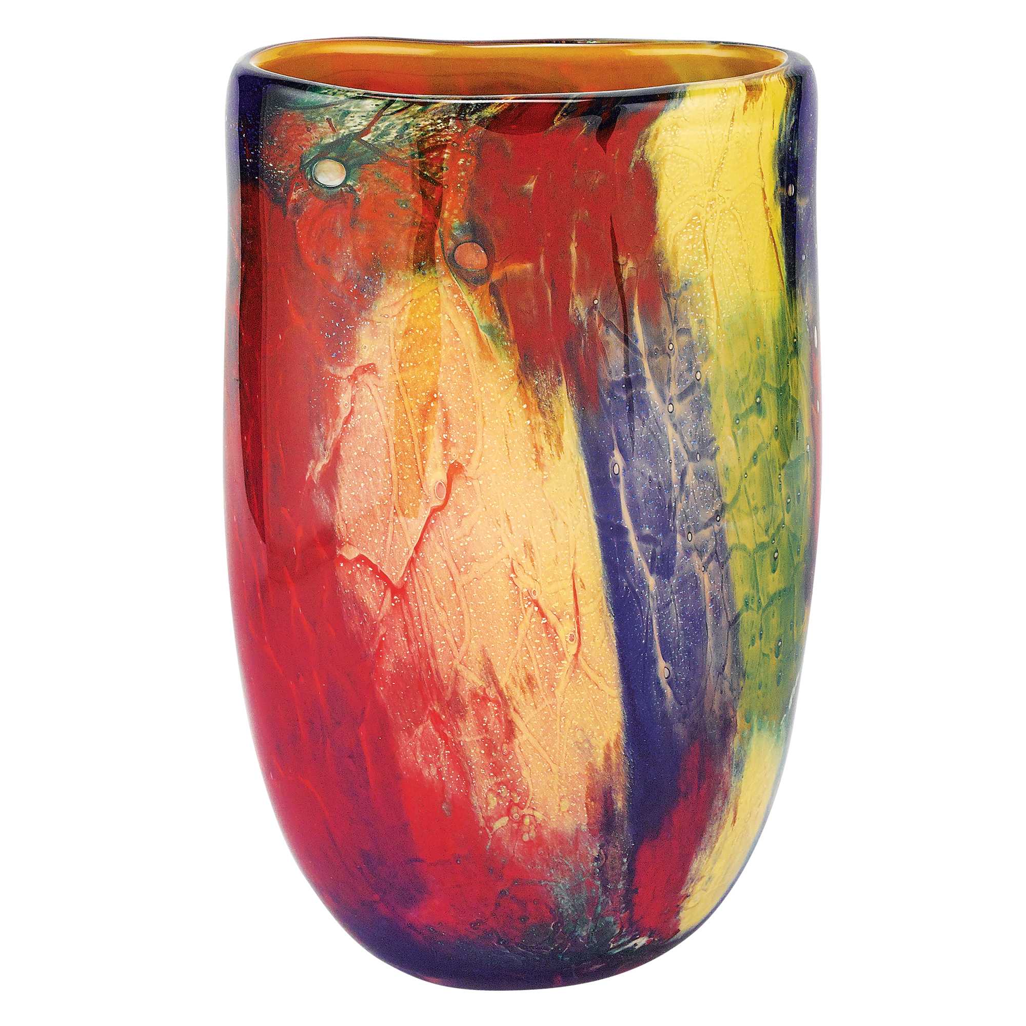 11" Multi-Color Art Glass Oval Vase
