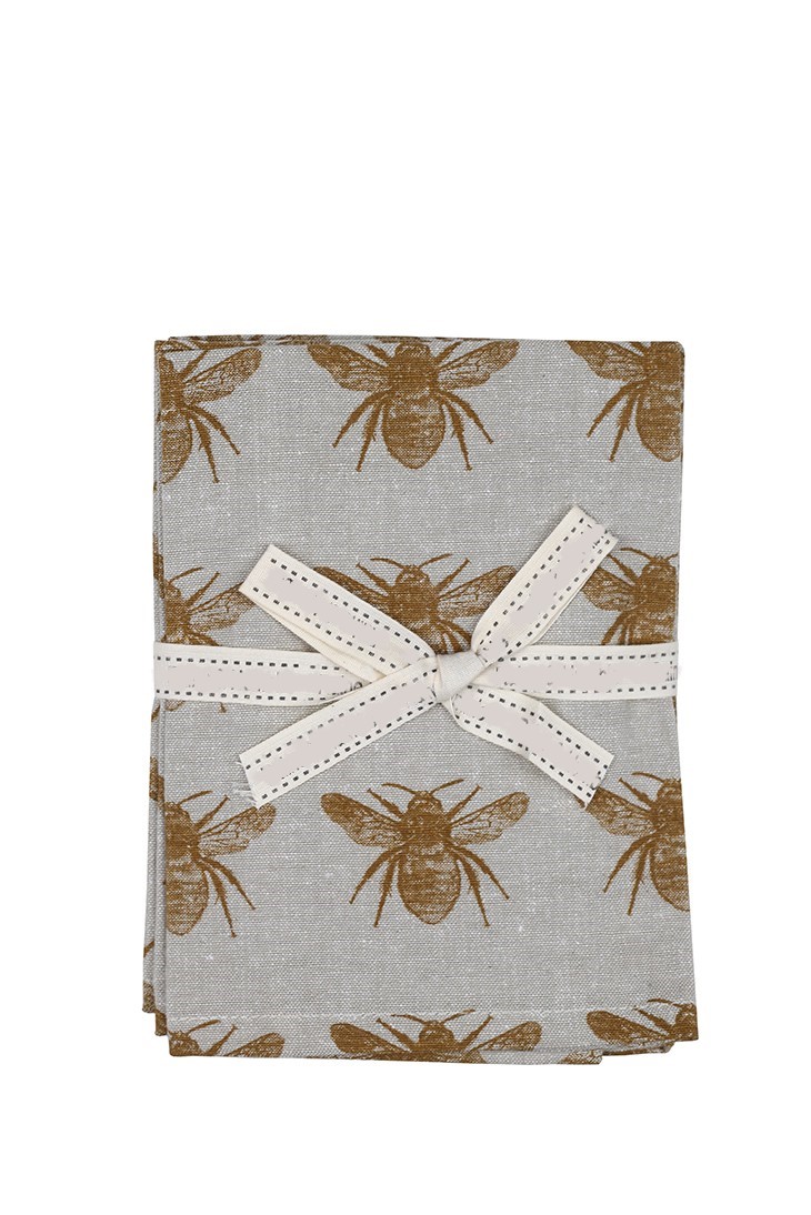 Set of Eight Pale Yellow Bumble Bee Napkins